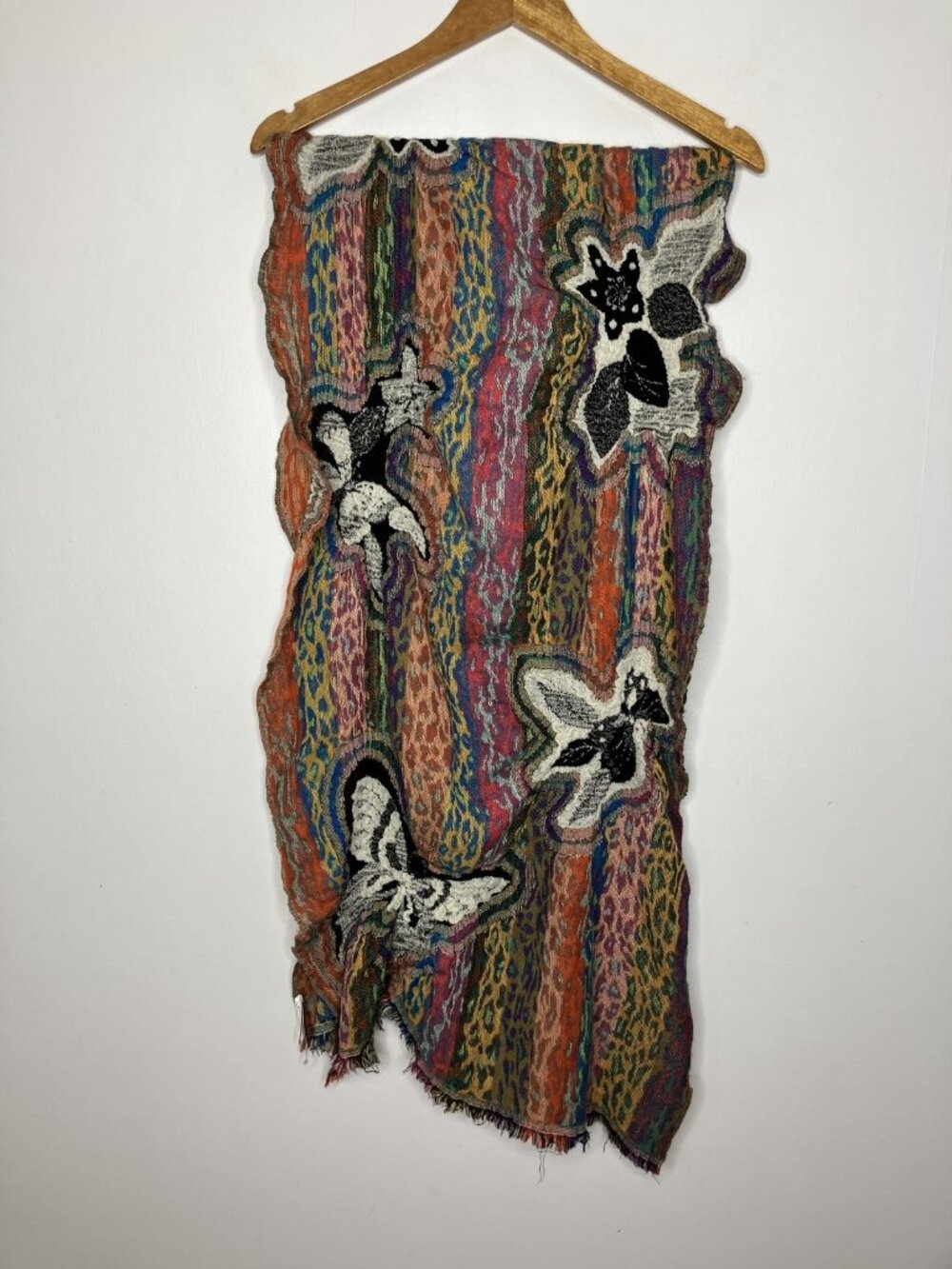 Vismaya Wool Butterfly Leopard Print Scarf Wrap Boho Art Anthropologie